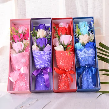 Creative flori artificiale 9 simulare a crescut buchet o cutie-cadou Valentine 's Day romantic cadouri săpun de flori