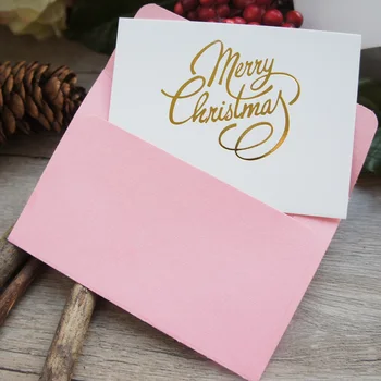 25pcs Mini-Crăciun Fericit aur Card cu plic roz lăsați mesaj de cărți de Noroc Dragoste valentine Petrecere de Crăciun