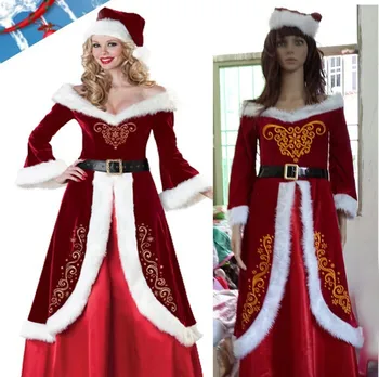 Gratuit și picătură de transport maritim !! New Sosire Complet maneca Regina Sexy Costume de Crăciun rochie Pentru jocul de Rol Costum de Moș Crăciun