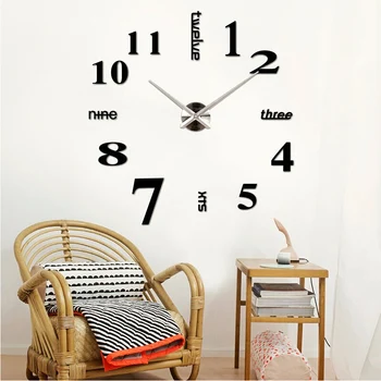 2018 fierbinte de vânzare decorațiuni 3d oglindă ceasuri de personalitate de moda diy Circulară living mare ceas de perete ceas transport gratuit