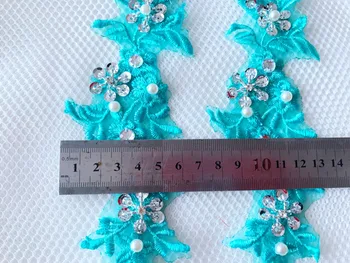 Realizate manual de cristal, paiete hohot 21*6cm coase pe Pietre verde-albastru dantelă aplicatiile pentru rochie DIY accesorii 5pair/lot