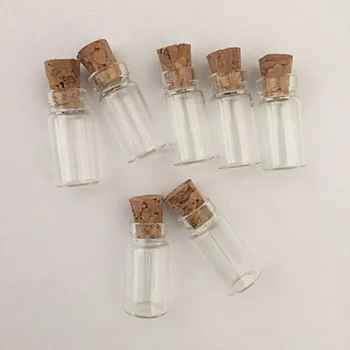 1ml Mici Sticle de Sticlă Cu Dopuri de pluta sau de Cauciuc Dop de Sticlă Transparentă Clară Mici Borcane Drăguț Sticle Cadou 100 buc