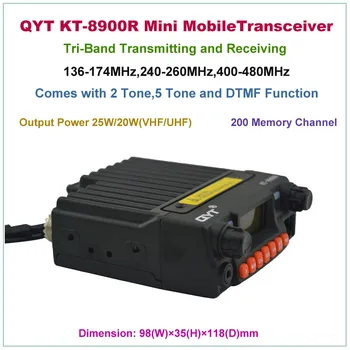 Mini Mobile de Emisie-recepție QYT KT-8900R KT8900R Tri-band Radio Mobile 136-174/240-260/400-480MHz KT-8900 KT8900 Versiune Imbunatatita