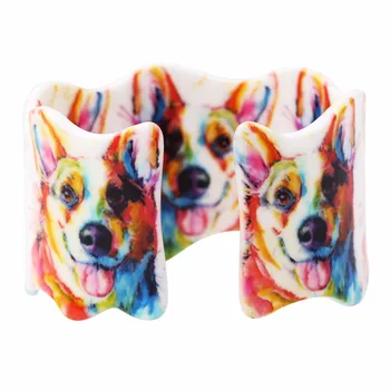 Bonsny Acrilice Colorate Largă dragoste Câine Corgi Brățări Brățară de Animale de Bijuterii Pentru Femei 2017 Știri Primavara-Vara Accesorii