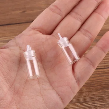 100buc 11*22*6.5 mm, 1ml Mini Sticlă care Doresc Sticle Mici Borcane Flacoane Cu Dop de Plastic