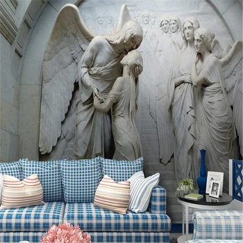 Beibehang Personaliza orice dimensiune imagini de fundal fresca fotografii Europene 3D reliefuri religioase clasice figura înger de fundal de perete
