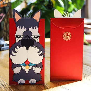 6pcs/set Câine de Desene animate de peste Mări Chineză Anul Nou Festivalul De Primăvară Tradiționale de Hârtie Personalizate, Plicuri Roșu Sac de Bani Copii Cadou