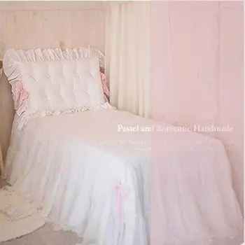 4buc/set arc set de lenjerie de Pat din bumbac de culoare roz/alb printesa lenjerie de pat matlasate carpetă acopere nunta decor elegant cuvertură de pat perna