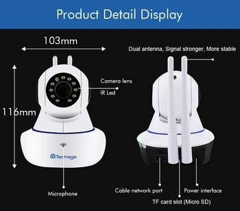Techage de Securitate Acasă 720P 1080P Camera IP Wifi Înregistrare Audio Card SD Onvif P2P HD de Supraveghere CCTV aparat de Fotografiat fără Fir Baby Monitor
