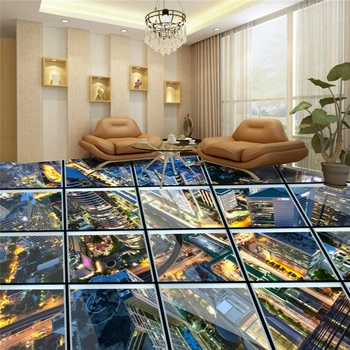 Beibehang Foto Personalizat Tapet Podea Pictat Coridor de Sticlă 3D Oraș Pardoseli PVC autoadezive papel de parede