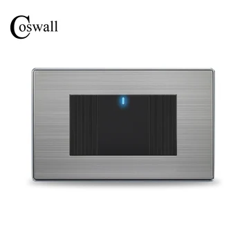 COSWALL NE-Standard 1 Banda 2 Modul intrerupator Cu LED Indicator Buton Comutator de Perete din Oțel Inoxidabil Panou de 118mm * 72mm