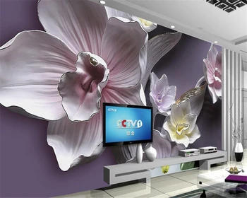 Beibehang Tapet Personalizat Acasă Decorat Camera de zi Dormitor Murale 3D Relief Mare Orhidee TV de Fundal Decorativ tapet 3d