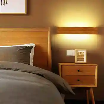 Modern Stil Japonez Led Lampă de Perete din lemn de Stejar Lampa cu Lumini de Tranșee pentru Dormitor de Iluminat Acasă,Tranșee de Perete din lemn masiv de perete de lumină