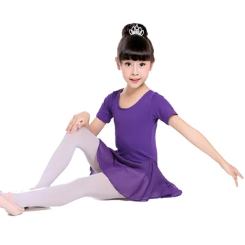 Fete Maneci Scurte Balet Tricouri Copii Dans Gimnastica Sifon Imbracaminte pentru copii, Adolescenti Salopeta cu Fusta TuTu Dress