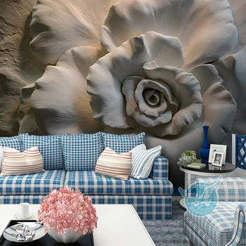 Personalizat tapete Murale 3D Stereo Relief Flori de Trandafir Rezumat Art Decor de Perete Cafe Restaurant Living Dormitor Wallpaper 3 D