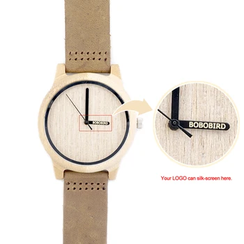 BOBO PASĂRE Mens Ceas de mână din lemn de bambus Cu Real Bandă de Piele sport Cuarț Ceasuri in Cutie cu logo-ul personalizat