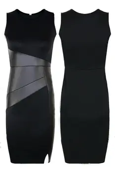 New Sosire XXL Femei Sexy Slim Moda Plasă de Femei Clubwear Fermoar Negru Elegant Slim Rochie de Creion din piele patchwork rochie