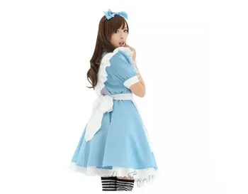 Japonia Adult fete Lady NOUA Menajera rochie Alice în țara Minunilor Costum Cosplay Uniformă Rochie + Sort + Bentita Femei rochie de Halloween