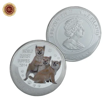 WR Lume mai Draguti Catelusi Serie de Animale Personalizate Shiba Inu Moneda Drăguț Colorate Placat cu Argint Monede pentru Ziua Mamei