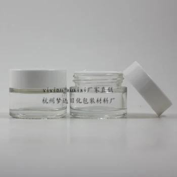 15g sticlă clară crema borcan cu capac alb, 15 grame borcan cosmetice,ambalaj pentru proba/crema de ochi,15g mini sticlă