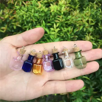 Mini Sticle de Sticlă cu Buclă de Metal, Dopuri de BRICOLAJ 7 Tipuri de Culori Dreptunghi Mic Pandantive în Formă de Borcane Flacoane Cadouri