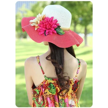 Femeile Pliabil Largă de Mare Refuz Doamna Capac Plajă Florale Soare Capace Floppy Pălărie de Paie, Pălării de Vară pentru Femei Chapeaux plage femme Y60242