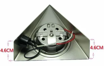 3pcs/lot Moderne 220V 1.2 W Triunghi CONDUS În Cabinetul de Lumină cu comutator de suprafață din Oțel Inoxidabil mobila de Bucatarie/bijuterii lumină
