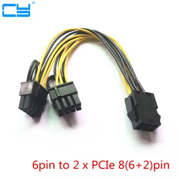10pcies/lot Molex la 6 pin PCI Express la 2 x PCIe 8 (6+2) pini Placa Grafica placa Video PCI-e VGA Splitter Hub Cablu de Alimentare