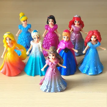 ThinkEasy 8 buc/set Copii mei dragut Anna și Elsa Set de Jucării de Acțiune păpuși poni pentru copii cadou de ziua jucarii papusa de vinil