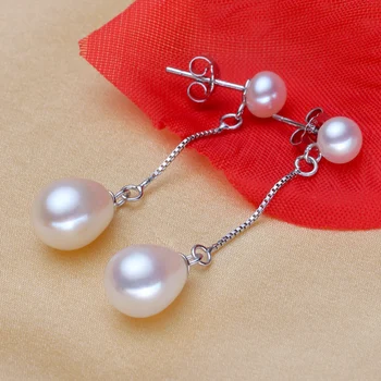 2017 nou Natural veritabil lung cercei moda bijuterii pentru Femei, argint 925 Bijuterii perla dublu cercei cadouri
