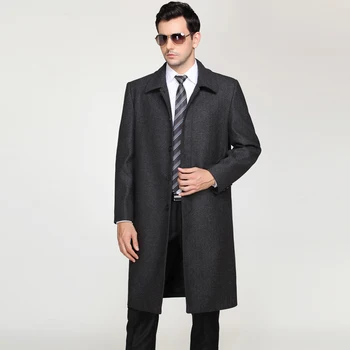 Bărbați Jachete de Iarnă Lână Europa Stil Bărbați Lungă din Lână pentru Bărbați vestoane Jachete Casual Îmbrăcăminte exterioară Cald Singur Pieptul Lână neagră Straturi