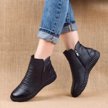 Akexiya Fierbinte de Vânzare de Pantofi Cavaler cizme din Piele Glezna Pantofi Casual Vintage Pantofi de Brand Design Retro lucrate Manual pentru femei Cizme pentru Femei Lady