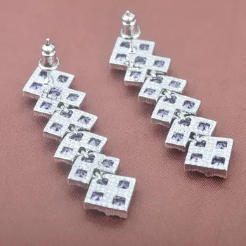 Calitate de Top Violet Cubic Zirconia Pentru Femei Picătură Cercei Argint Bijuterii Transport Gratuit LS014