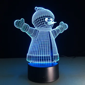 Crăciun 3D LED Lampă Moș Crăciun Pom de om de Zăpadă Cizme 7 Culoare Lampa 3D Led Lumini de Noapte pentru Copiii Atinge Usb Masa Cadou Decor Acasă