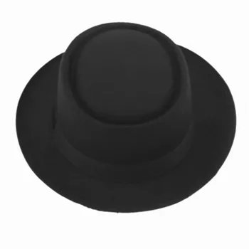 LUCKYLIANJI Unisex Retro Simțit Plăcintă cu carne de Porc Pălăria lui plăcintă Capac Oval Scurt Refuz Panglică Neagră Trupa Bowler (Una Dimensiuni:58cm)