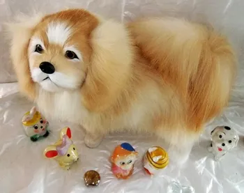Noua Simulare creatoare Pechinez jucărie de câine de câine Pechinez papusa cadou despre 32x25cm