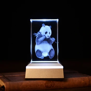 Panda drăguț cu Laser în interiorul cristal 3D lumina de Noapte de Culoare Schimbare Lampă de Masă noutate Cadouri pentru copii