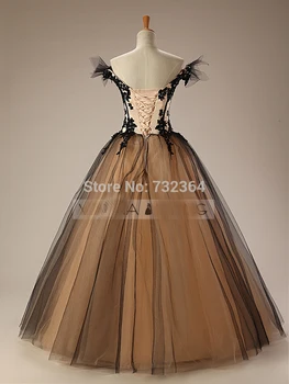 Voal negru brodat de epocă medievală rochie de printesa sissi Medieval, Renascentist Rochie de regina Costum Victorian / Belle de minge