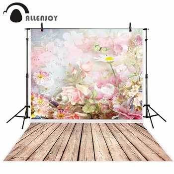 Allenjoy fundal pentru studio foto Fluture Roz Floare Fată Frumoasă context nou design original photocall fantezie elemente de recuzită