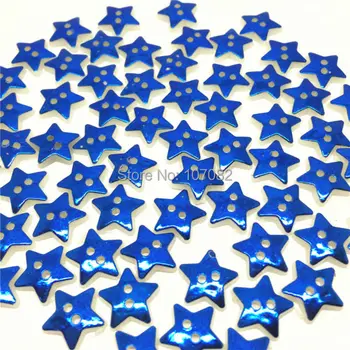 200pcs Culoare Albastru Regal Steaua de Crăciun Butoane Rășină 2 Găuri Suprafață Metalică de Cusut Butonul Ornamente