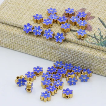 De înaltă calitate 7mm frumoasă floare albastră email cloisonne margele distantiere 10buc diy bratari/coliere accesorii bijuterii findingsB2501