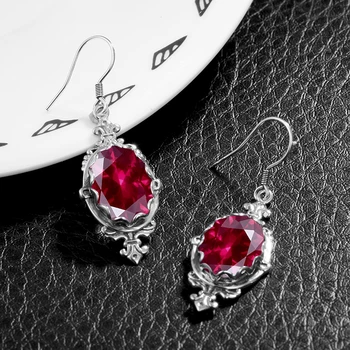 Mireasa Brinco Bijuterii Austriac Cristal Roșu CZ Nunta de Piatră Cercei Picătură Cercei Lungi Pentru Femei de Argint 925 Accesorii de Nunta