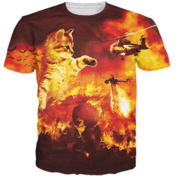PLstar Cosmos Pisoi Invazia T-Shirt pisoi stăpânii răspândește frica distrugerea lasere Pisica 3D tricou Barbati/Femei Topuri de Vara