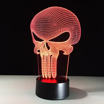 Punisher Figura RGB Culoare Schimbare 3D Led Lumina de Noapte Craniu Colorat Acrilic USB LED Lampa de Masa Creative Punisher Acțiune Figura