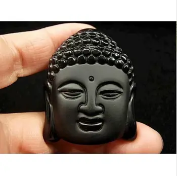 Fierbinte de Vânzare Naturale Piatra de Cristal de Obsidian Cap de Buddha Pandantiv Adică de sex Masculin Moda pandantiv en-gros pret livrare gratuita