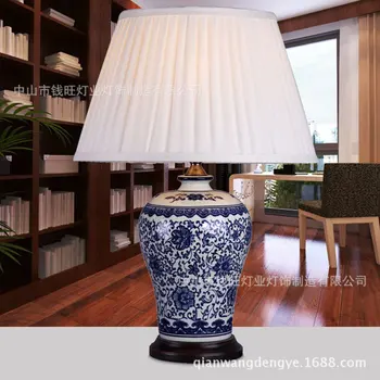 New sosire Chineză stil vintage Albastru și alb portelan lampa pentru noptiera camera de zi de decorare A114