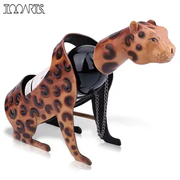 Tooarts Leopard Rack De Vin Din Metal Figurina Vin Raft De Arta Interior Acasă Meserii Figurina Decor Accesorii Decalcomanii Pentru Acasă