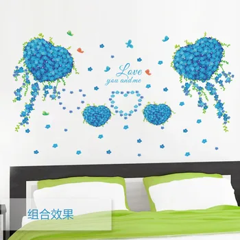 Autocolante de perete albastru fluture dragoste trifoi camera de zi dormitor decoratiuni interioare de perete autocolante pe perete