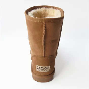 G&Zaco Brand De Lux Clasic De Iarna Piele De Oaie Cizme De Zapada Lana Naturala De Oaie Blană Cizme Jumătatea Vițel Tub Femei Cizme Plate Oi Pantofi