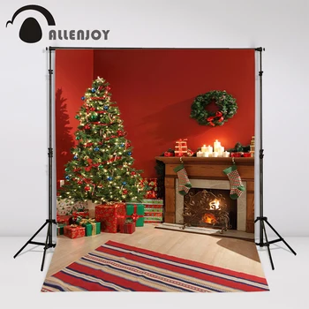 Allenjoy fundaluri de fotografie, decoratiuni pentru pomul de Crăciun Semineu cu lemne, prezintă fotografia de fundal fundaluri pentru studio foto